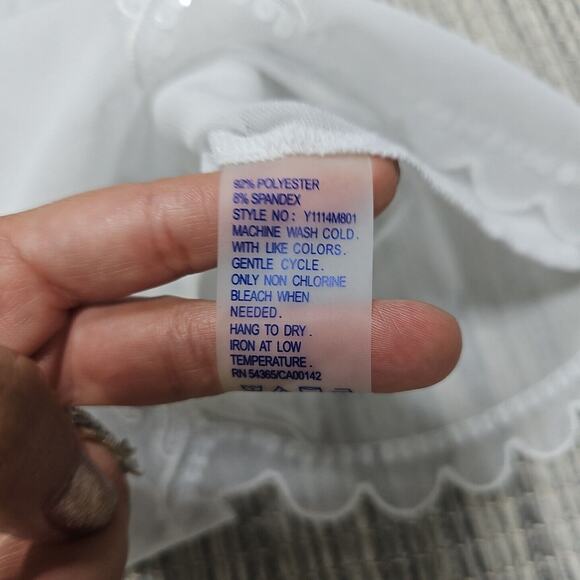 Peter Nygard Sheer White Embroidered Blouse - Picture 7 of 11